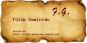 Fülöp Geminián névjegykártya